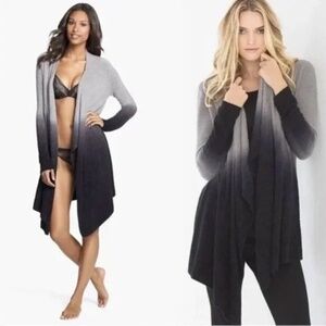 Barefoot Dreams CozyChic Lite Ombre Calypso Wrap Cardigan Gray & Black L/XL